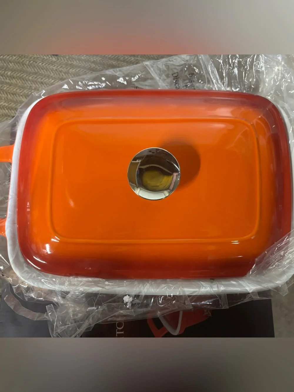 Hells kitchen orange ceramic 4qt bakeware rectangular covered casserole dish